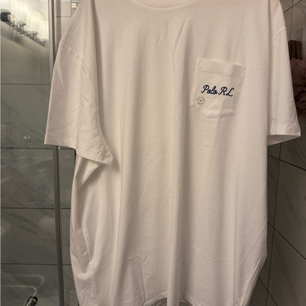 Classic White Tee with Embroidered Pocket